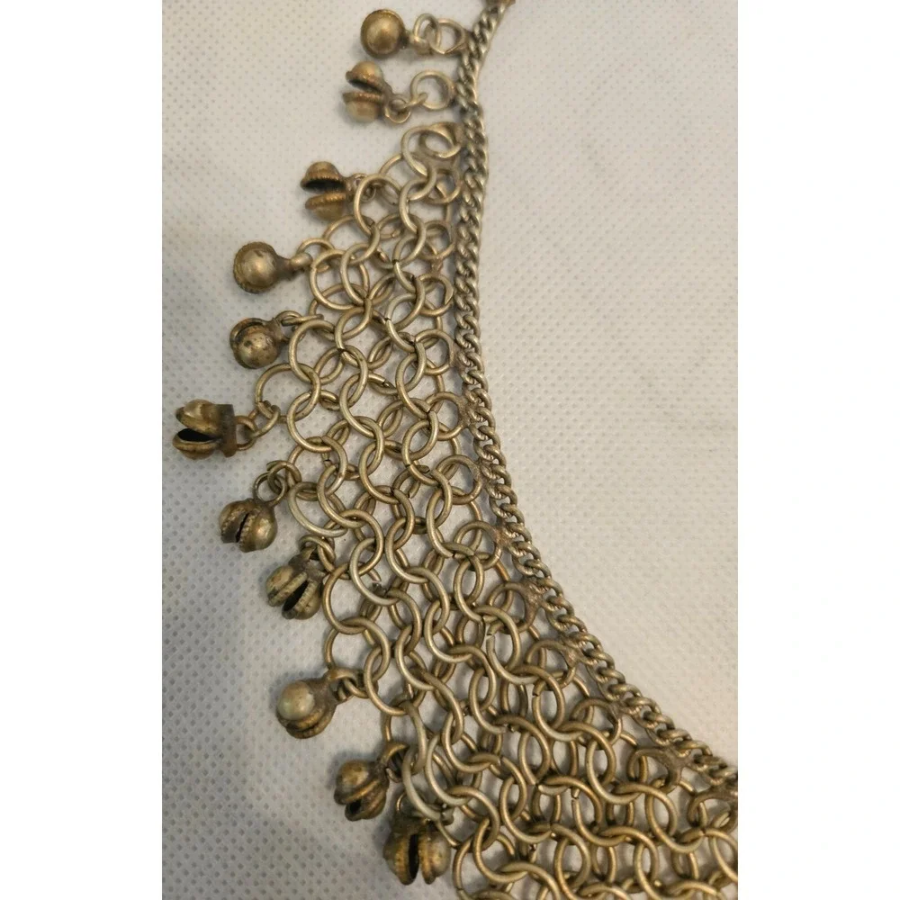 Bell Choker Necklace Statement Chainmail Bib‎ Festival Tribal Jewelry